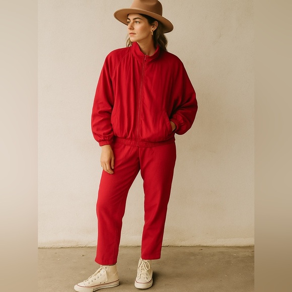 Vintage “Second Wind” Silk Fuchsia Tracksuit NWT Deadstock S - Picture 2 of 16